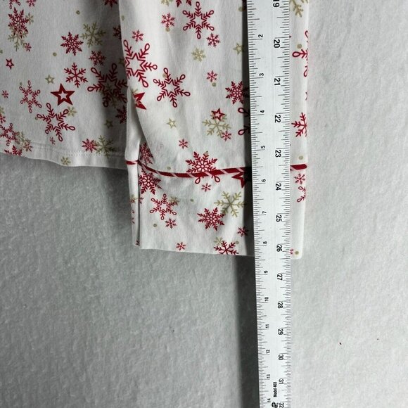 American Girl Pajama Top Girls Sz XL (16/18) White Snowflakes Button-Up Collared - Picture 4 of 12